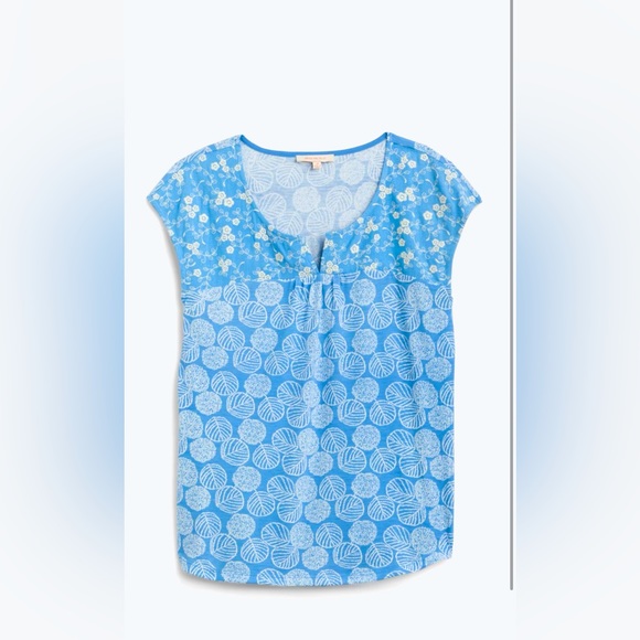 Cap sleeve, embroidered neckline knit top - Picture 1 of 7